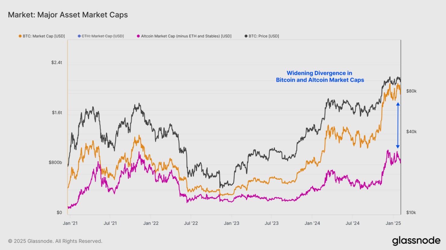 Growth in Bitcoin and Altcoin Market Caps