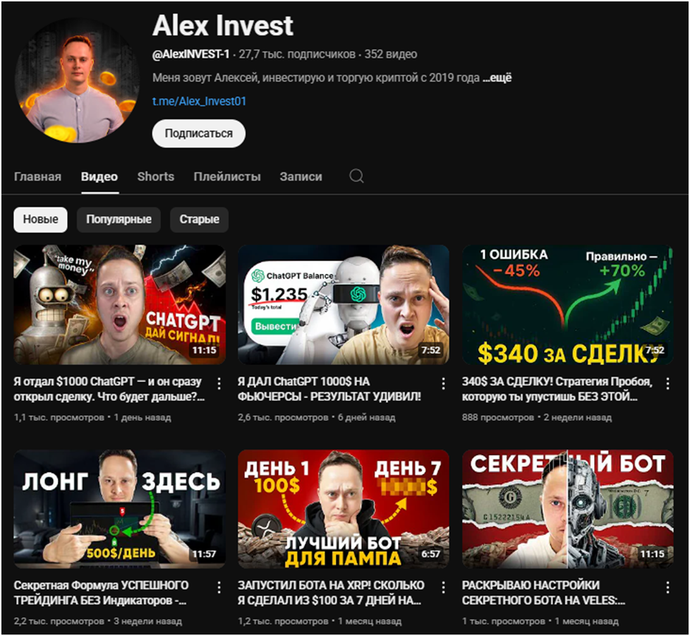 алекс инвест телеграм отзывы