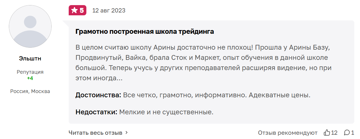 арина веспер vesperfin курсы по обучению трейдингу